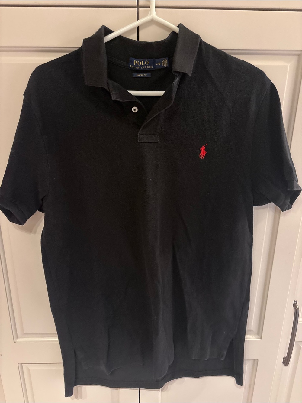 Polo by Ralph Lauren Men’s Black Polo Shirt with Red Logo large